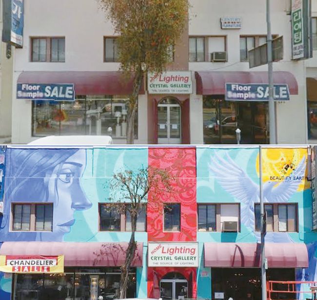 Mural on the facade of