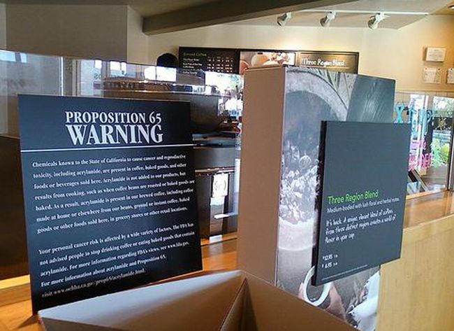 One coffee shop in Koreatown has recently put a warning sign related to Proposition 65. Lawsuits against businesses that violate it have been increasing as of late.