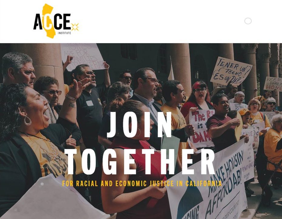 ACCE members gather at a public rally, Screenshot from ACCE Institute website