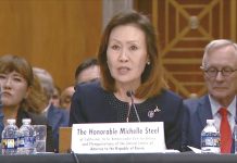 Michelle Steel US Ambassador to South Korea Nominee Wins Bipartisan Praise at Senate Hearing Michelle Steel answers questions during a Senate confirmation hearing for U.S. ambassador to South Korea.