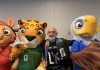 LAFC Positions Itself at Center of Los Angeles World Cup Celebrations LAFC co-president Larry Freedman poses with FIFA World Cup mascots at BMO Stadium.