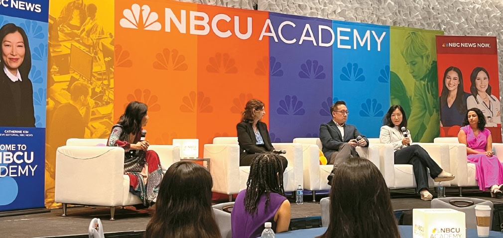 NBC News Executive Vice President Catherine Kim speaks during a panel session at the 2026 AAJA convention in Minneapolis.