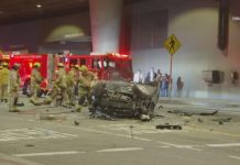 Downtown LA SUV crash — Driver Dead After Plunge from Grand Avenue Downtown LA SUV crash