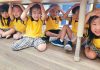 California earthquake drill — Students practice drop, cover, and hold on California earthquake drill
