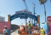 Santa Monica neon sign — Historic Pier Landmark Removed for Restoration Santa Monica neon sign